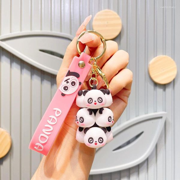 Chaveiros Panda Keychain Um monte de bonitos múltiplos sobrepostos cabeças de animais chaveiro para mulheres saco carro chaveiro moda jóias acessórios