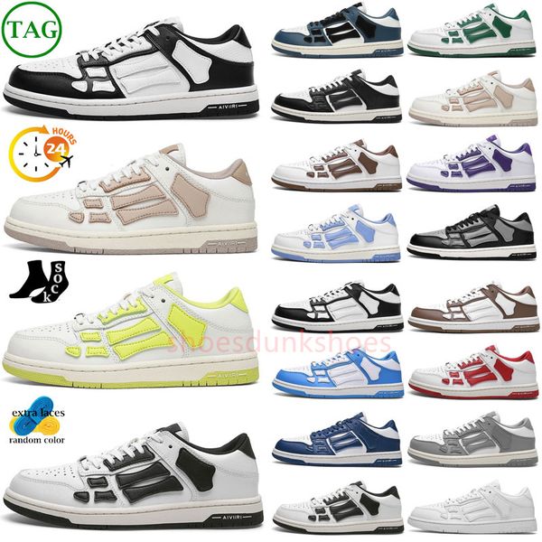 Homens sapatos esportivos altos esqueleto ossos mulheres preto branco azul verde sapatos esportivos casuais ao ar livre skel superior baixo couro genuíno rendas até tênis de treinador de luxo tamanho 36-45