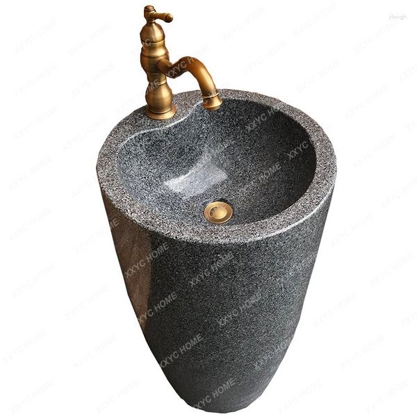 Waschbeckenarmaturen aus Marmor, Waschbecken im Freien, Steinpool, Granit, integriert