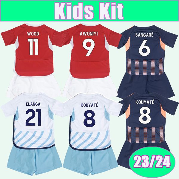 23 24 ELANGA WILLIAMS SHELVEY Kids Kit футбольные майки KOUYATE AWONIYI SURRIDGE MIGHTEN JOHNSON MCKENNA Home Away 3rd Футболка с коротким рукавом