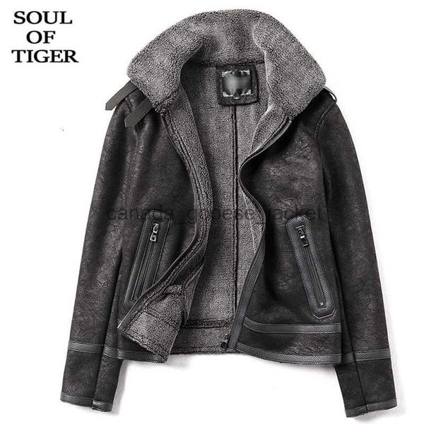 Herrenfell Kunstfell Seele der koreanischen Mode neuer Winter warm warm warm Streetwear Herren Vintage Pelzmäntel Männliche Biker -Lederjacken Schlankes Fit Wildleder 201116L230914