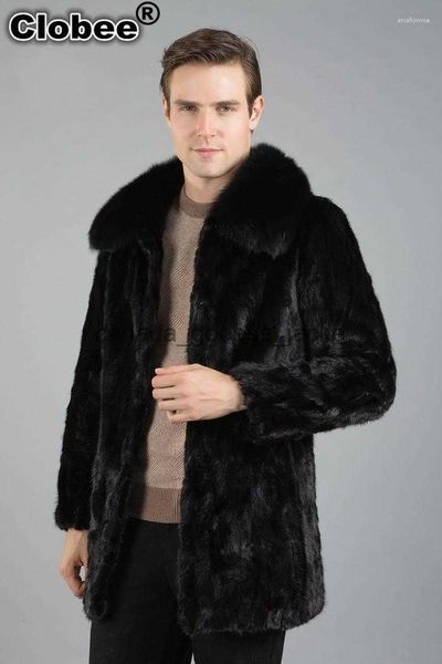Jaquetas masculinas de pele sintética 3XL plus size casaco de pele masculino 1 outono inverno preto casual jaqueta de couro sintético gola virada para baixo faux vison outwear x810l230914