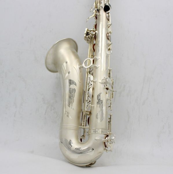 Novo saxofone tenor banhado a prata acetinado música oriental b plana saxofone tenor com estojo