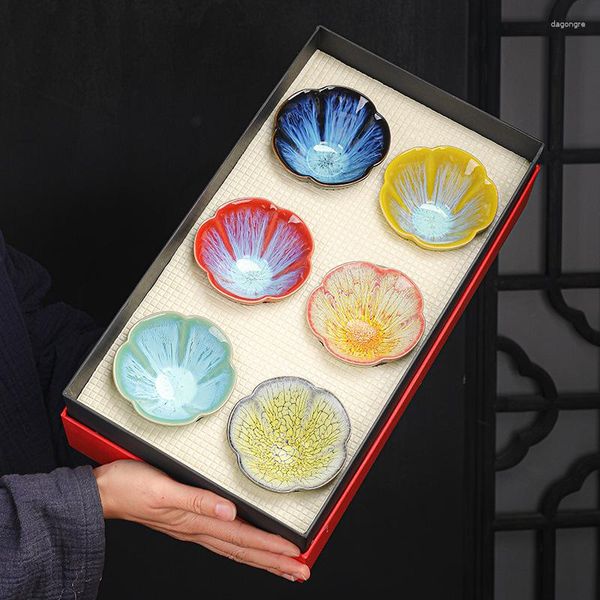 Set di articoli da tè 6 pezzi Set di tazze da tè Jianzhan Tazza da tè in ceramica Tianmu Smaltato Cielo stellato Forno Tazze per trasformazione Confezione regalo