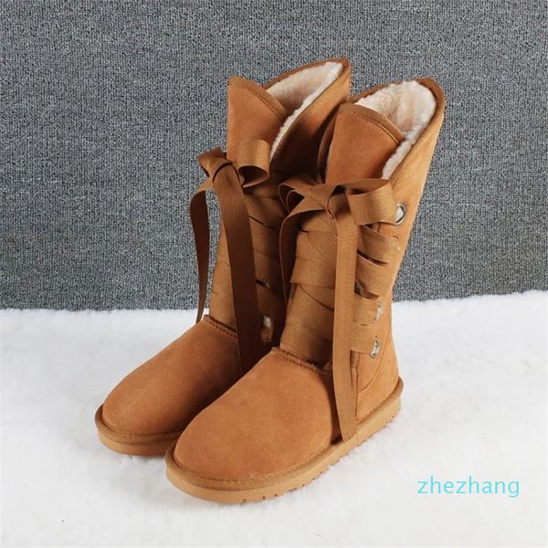2023 nova moda botas de neve de couro genuíno clássico feminino botas altas sapatos de inverno quentes para mulheres tamanho grande 35-43