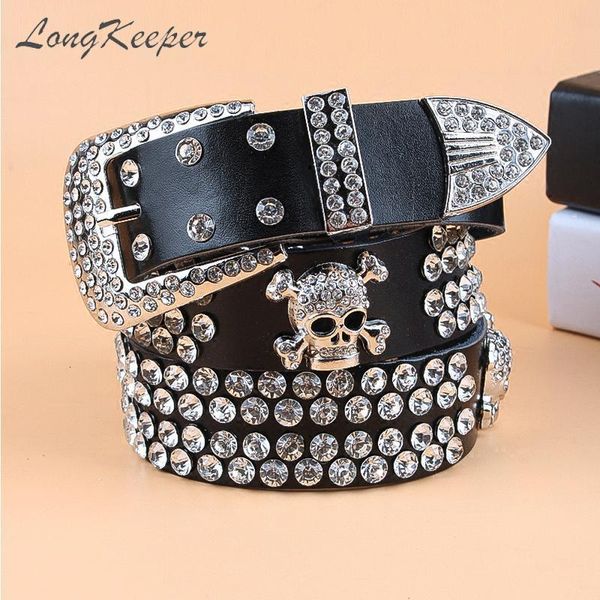 Cinture Donna Y2K Bling Strass Cintura Ragazze Cinture con teschio Secondo strato Pelle di mucca Cinturino di alta qualità Donna per jeans 230915