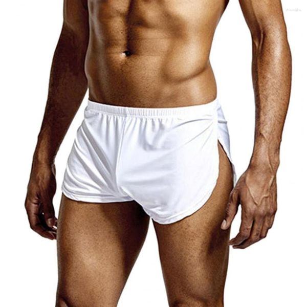 Underpants Lounge Shorts Low-Rise Underwear Respirável Masculino Cintura Elástica Side Split Gelo para Pijamas