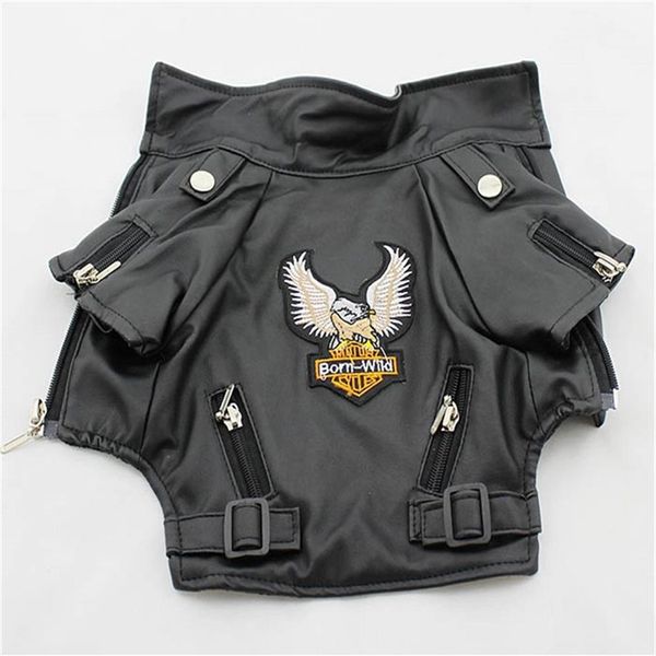 Glorious Eagle Modello Cappotto per cani Giacca in pelle PU Morbido impermeabile per esterni Capispalla per cuccioli Abiti di moda per piccoli animali XXS-XXL T233R