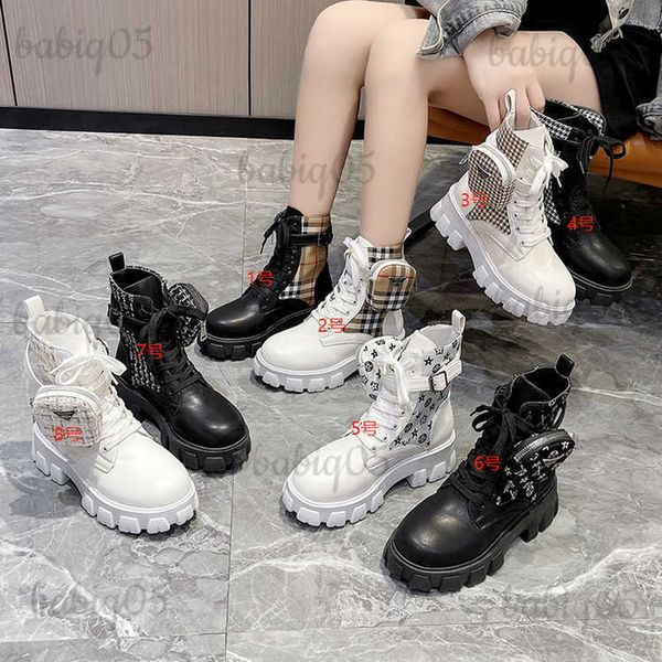 Ботинки Большие женские ботинки Мартины Сапоги с закругленной подошвой Короткие ботинки-сумки Британские модные мотоциклетные женские ботинки babiq05