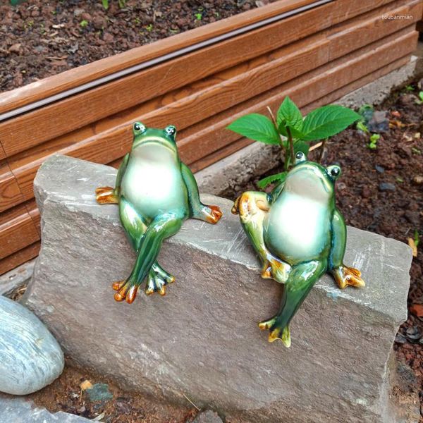 Decorações de jardim animais cerâmicos casal sapo esculturas decoração ao ar livre criativo casa ornamentos
