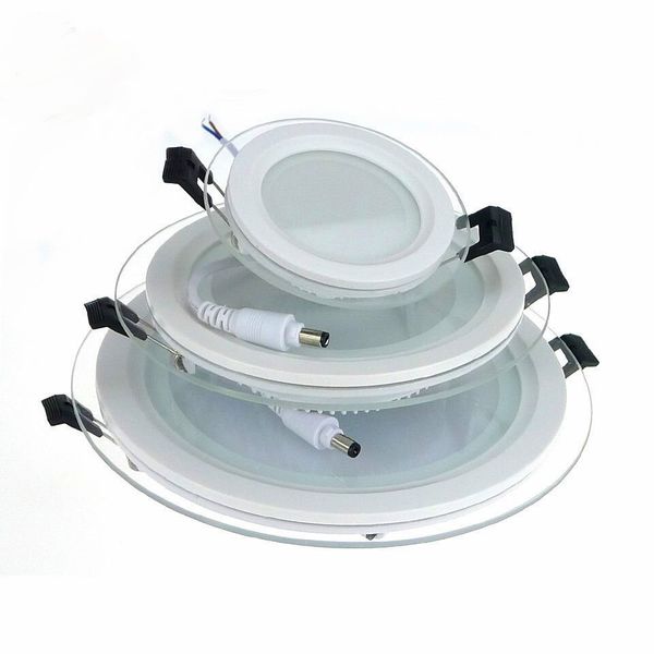 Faretto da incasso a pannello LED dimmerabile 6W 12W 18W Faretti da incasso a soffitto in vetro quadrato rotondo SMD 5730 Luce a led bianca fredda calda AC85-265V LL