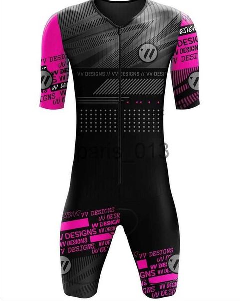 Outros Vestuário Conjuntos de roupas de ciclismo Vv Sprotswear Ciclismo Skinsuit 20D Gel Pad Roupas de equitação Macacão de manga curta Triathlon Race Speedsuit Mens Pro Size 2XS4XLH