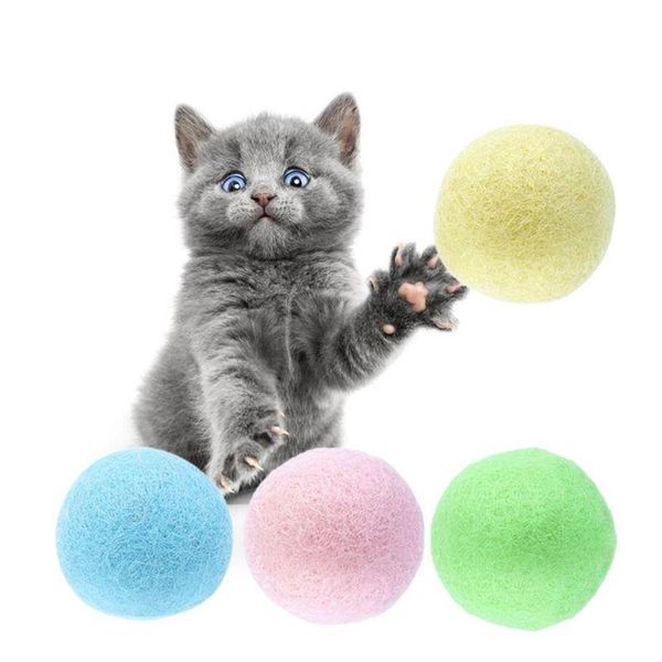 Wollfilzball-Spielzeug für Katzen, Kätzchen, bunte, umweltfreundliche Katzen-Teaser-Glockenbälle210D