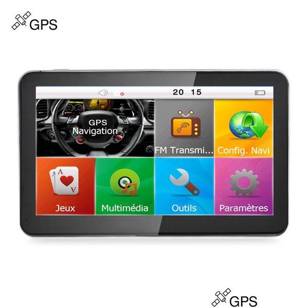 Acessórios GPS para carro Hd 7 polegadas Navegação Mtilíngue Caminhão Sat Navigator Bluetooth Avin Fm Ddr256Mb 8GB Mti-País Mapas Drop Delivery Dhbbu