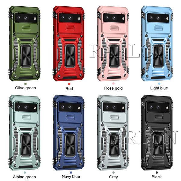 Capa de armadura de anel de janela deslizante Capa de telefone com suporte magnético com suporte de anel para iPhone 15 Pro Max Moto G stylus 2023 Motorola 5G Power Pure Edge E22 G53 G73 Google 7 8 Pro