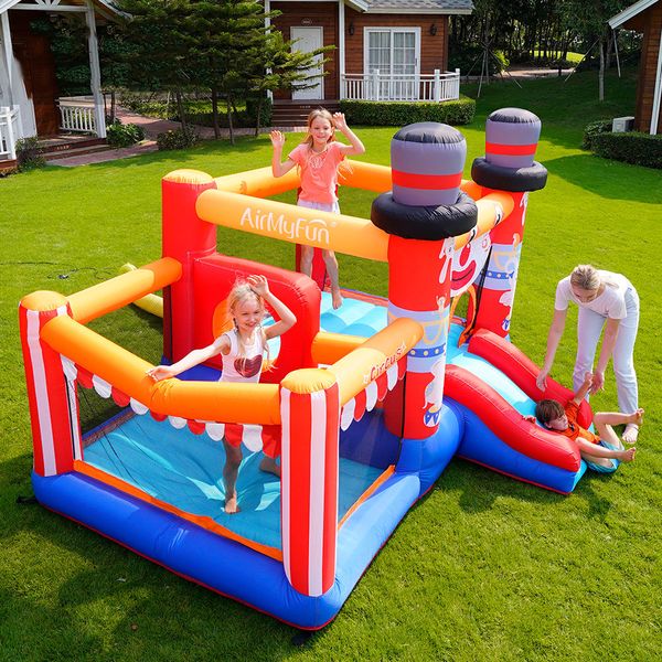 Palhaços Bouncers Bounce House Brinquedos de salto infláveis Jumper para crianças Brincar ao ar livre interno com soprador de ar Slide Castle Presentes de festa de aniversário Diversão no jardim quintal