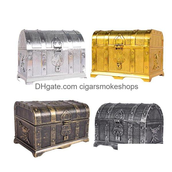 Otros suministros festivos para fiestas Caja de joyería con cofre del tesoro vintage - Juguete de plástico decorativo de recuerdo para fiestas temáticas de piratas Regalos Más Dh3Sr