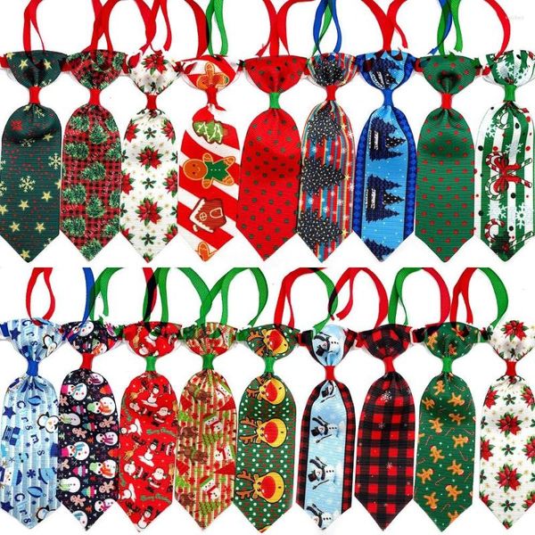 Vestuário para cães 10 Pcs Dia de Natal Pet Gravatas Santa Neve Estilo Laços Festival Colarinho Ajustável Bowties Filhote de Cachorro Grooming Produto