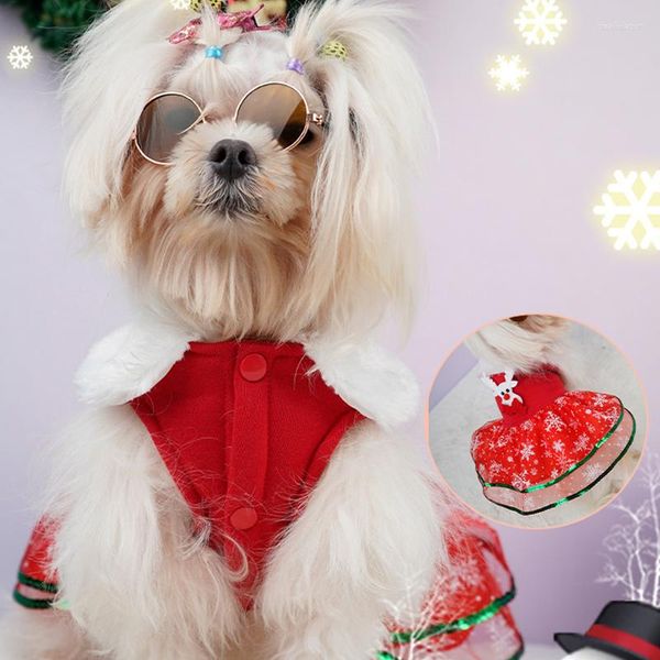 Abbigliamento per cani Mantieni caldo Abito per animali domestici per cani Inverno Natale Costume Festa Compleanno Universale Collare di pelliccia Cucciolo