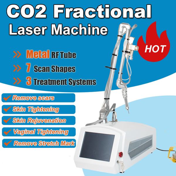 Máquina de laser para remoção de cicatrizes fracionárias de CO2 Redução de estrias Vaginal Aperte a pele Resurfacing Face Care Metal RF Tube Device Salon Home Use