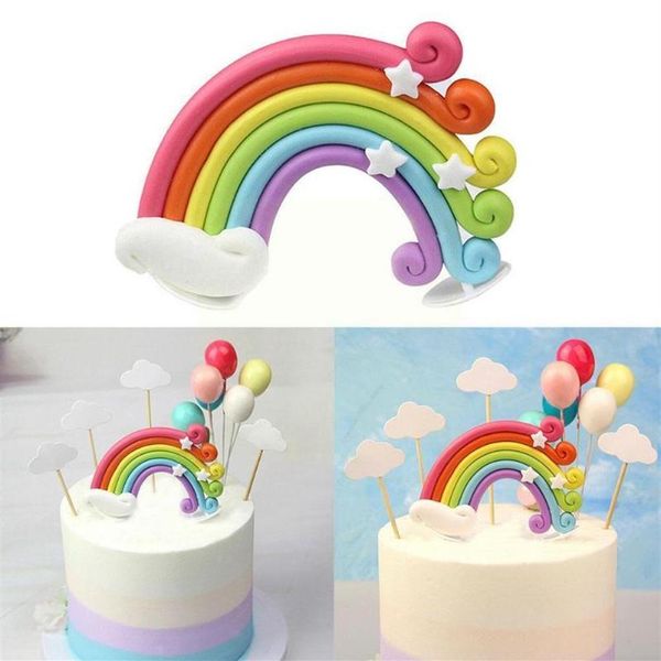 Outros suprimentos de festa festiva Arco-íris Bolo Toppers Bandeiras Decoração Crianças Menina Aniversário Topper Baking Sobremesa Top Cupcake Wedding Decor296K