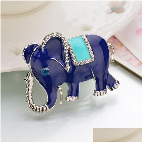 Spilli Spille Emara 2021 Sier Placcato Elefante Spilla Con Strass Per Le Donne Gioielli Accessori Vestito di Moda1 Consegna di Goccia Dhcpz