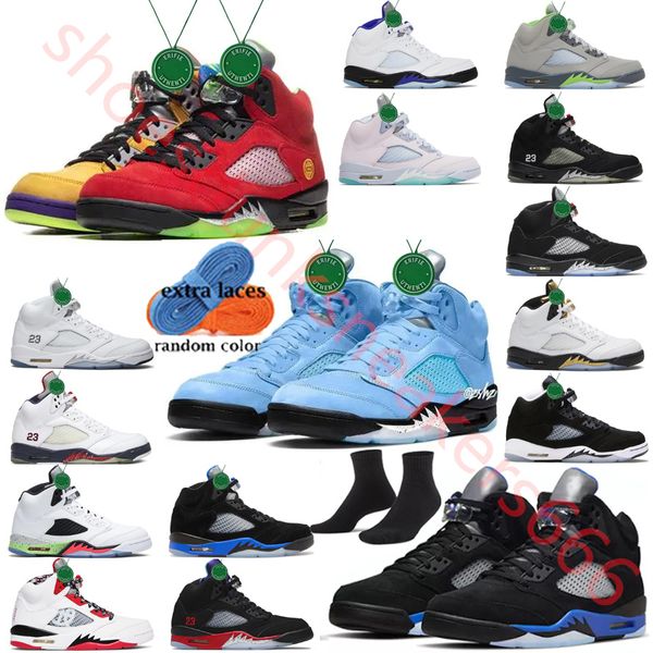 Neueste 5 Männer Basketballschuhe 5s Aqua UNC Doernbecher Green Bean Raging Red Stealth Fire What The White Cement Metallic Flight Oreo Wings Ice Blue Mesh Sport Sneakers