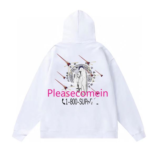 Damen-Designer-Modemarke aus Baumwolle, Supriemes-Kapuzenpullover, neues klassisches, fluoreszierendes Sweatshirt mit Buchstabendruck. Herren-Fleece-SUP-Hoodie