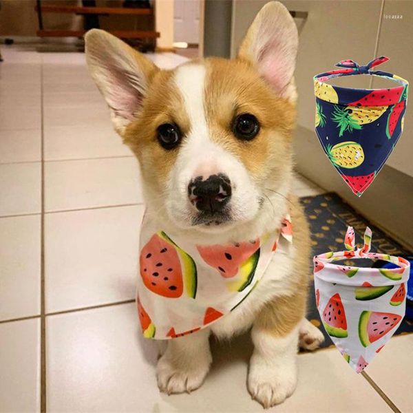 Cão vestuário banana fruta impressão cachecol triangular bandagem moda acessórios para animais de estimação para cães pequenos gatos gotas babadores mascotas suprimentos produto