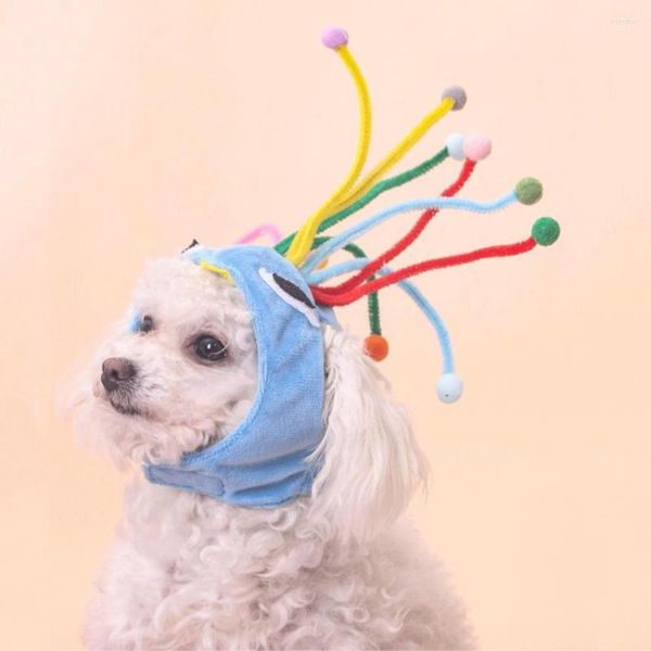 Abbigliamento per cani Copricapo unico per gatti Cappello morbido e regolabile in peluche per animali domestici Costume carino per copricapo a forma di pavone