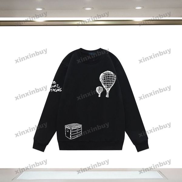 xinxinbuy erkekler tasarımcı kapüşonlu sweatshirt 23ss grafiti sıcak hava balon baskı uzun kollu kadınlar siyah yeşil kahverengi gri s-x