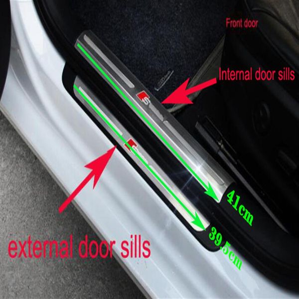 Aço inoxidável 8pcs4pcs interno 4pcs externalcar porta soleiras placa de decoração barra de proteção de limite para Audi A3 2014-23173