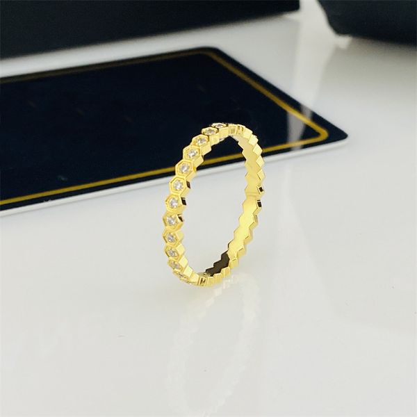 Abelha amor anel de casamento jóias de luxo mulher rosa ouro prata titânio aço diamante anéis para mulheres moda jóias designers anéis tamanho 5-11 frete grátis