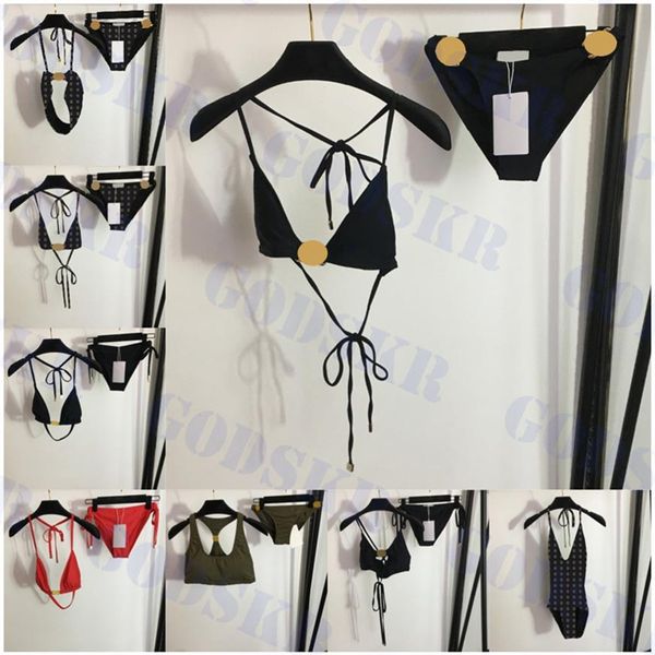 Bikini firmati Donna Bikini a due pezzi con costumi da bagno con lettere Logo in metallo Costumi da bagno estivi Costumi da bagno di lusso da spiaggia Originali Quali254H