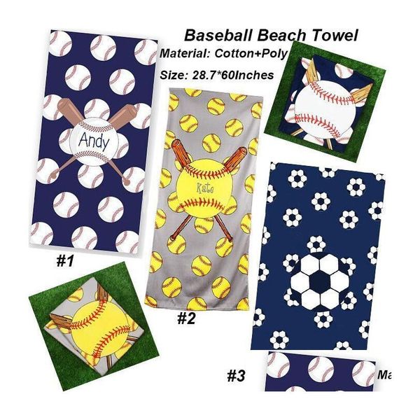 Sarongs 150x75 cm Asciugamano da spiaggia da baseball su asciugamani in microfibra da bagno in cotone quadrato er esterno da picnic tappetino yoga tappetino di buona qualità dhbq1