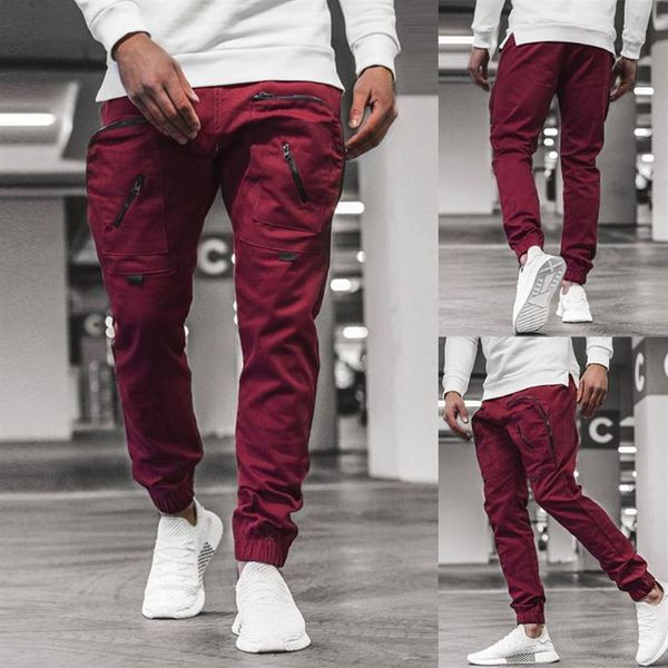 Männer Casual Jogger Hosen Solide Dünne Cargo Jogginghose Männlichen Multi-taschen Hose Herren Sportswear Hip Hop Harem Bleistift Pant224Z