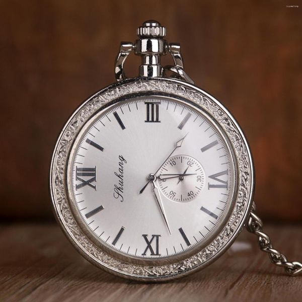 Taschenuhren 5 stücke Mode Silber Mechanische FOB Kette Hohl Steampunk Skeleton Herren Damen Männliche Uhr Geschenke