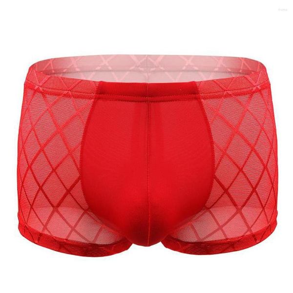Cuecas masculinas óleo brilhante boxer briefs sexy roupa interior malha boxershorts bulge bolsa elástica calcinha respirável lingerie