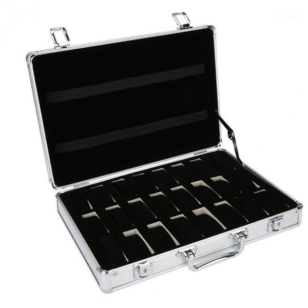 24 grade de alumínio mala caso exibição caixa de armazenamento relógio caixa de armazenamento caso suporte relógio clock1185y