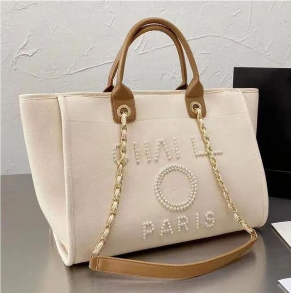 Новые дизайнерские женские сумки Сумки Pearl Beach Bag Canvas Портативная модная женская сумка высокой вместимости LE002 CH0023915