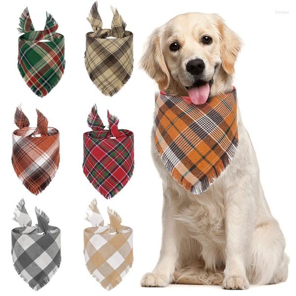 Cão vestuário inverno grosso filhote de cachorro grande triângulo cachecol bandana borla estilo pet grooming acessórios para cães golden retriever mascotas babadores