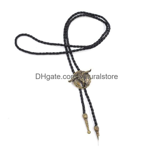 Cravatte Moda Western Bl Testa Bolo Tie Collana Retro Lega Maglione Catena Nero Ornamenti Lunghi Consegna di Goccia Accessori Dherw