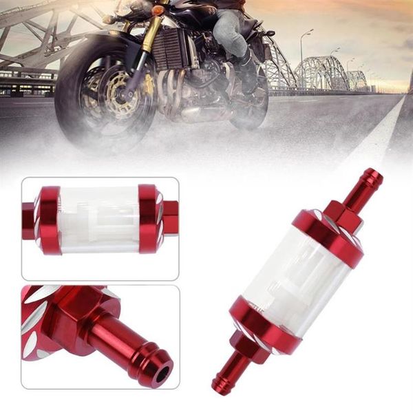 Parçalar 8mm 5 Renk CNC Alüminyum Alaşım Cam Motosiklet Gaz Yakıt Benzin Yağı Filtresi ATV Kir Çukur Bisikleti Moto Aksesuarları