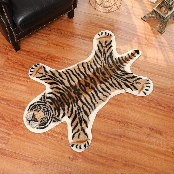 Tappeto stampato tigre Mucca leopardo Tigre stampata Pelle di vacchetta ecopelle Tappetino antiscivolo antiscivolo 94x100 cm Tappeto con stampa animale Y200416278f