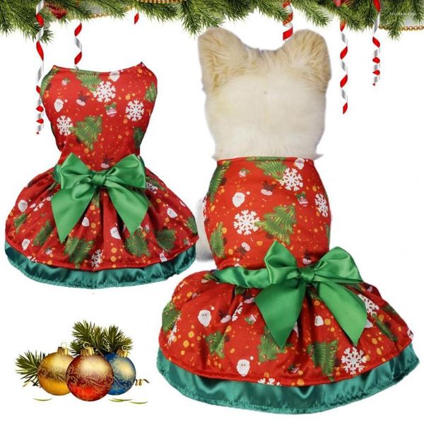 Одежда для собак Праздничное платье для домашних животных Рождественское платье Очаровательные платья Простая в носке праздничная одежда с бантом и украшением для собак