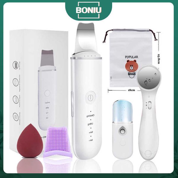 Dispositivos de cuidados faciais Ultrasonic Skin Scrubber Facial Pore Cleaner Peeling Removedor de Cravo Massagem Vibrar Limpeza Profunda Elevador Pá 230915