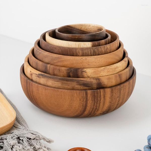 Ciotole Stoviglie in stile giapponese senza BPA Riso Piccolo contenitore in legno Ciotola per ramen in legno massello naturale non tossico sicuro