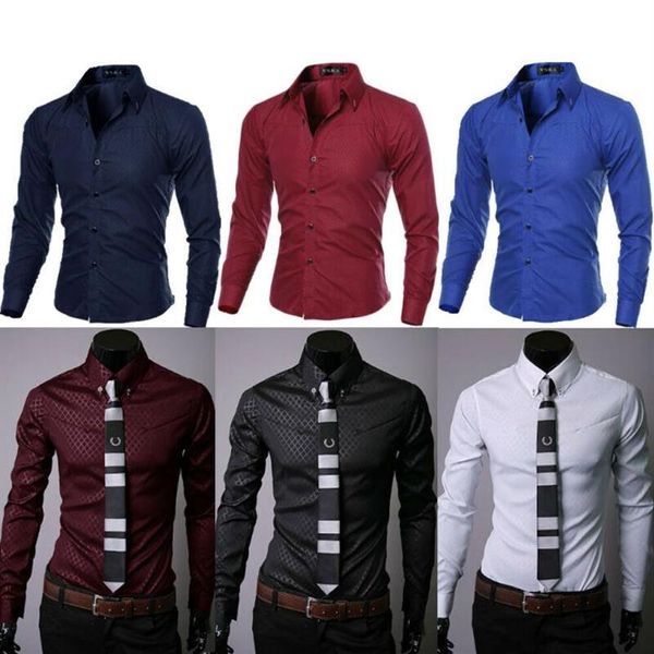 Freizeithemden für Herren, weiß, modisch, luxuriös, langärmelig, Slim-Fit, stilvoll, Marineblau, Rot, Herren211i