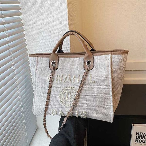 2023 novo estilo pequeno fresco senhoras bolsa tote pérola frisado carta decorativa bolsa feminina ins code43