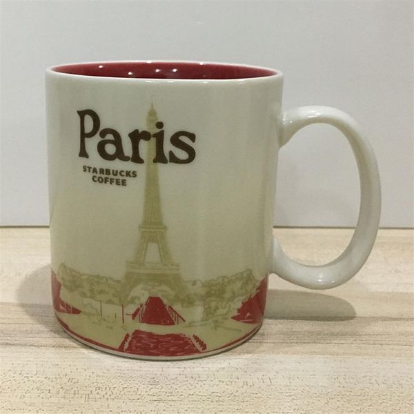 16oz kapasiteli seramik Starbucks City Mug Klasik Kahve Kupa Kupası Paris City210Y